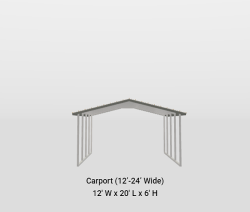 12x20 A-Frame Horizontal Roof Carport - Image 3