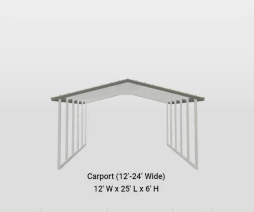 12x25 A-Frame Horizontal Roof Carport - Image 4