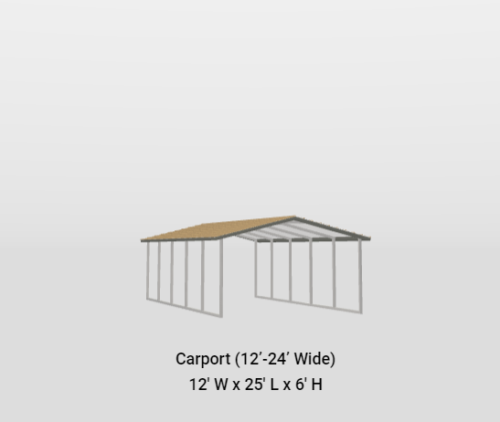 12x25 A-Frame Horizontal Roof Carport