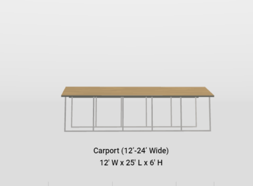 12x25 A-Frame Horizontal Roof Carport - Image 3