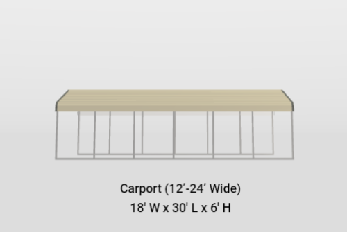 18x30 Standard Roof Carport - Image 3