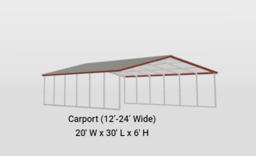 20x30 A-Frame Vertical Roof Carport