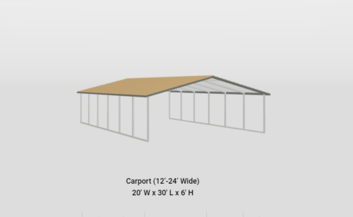 20x30 A-Frame Horizontal Roof Carport